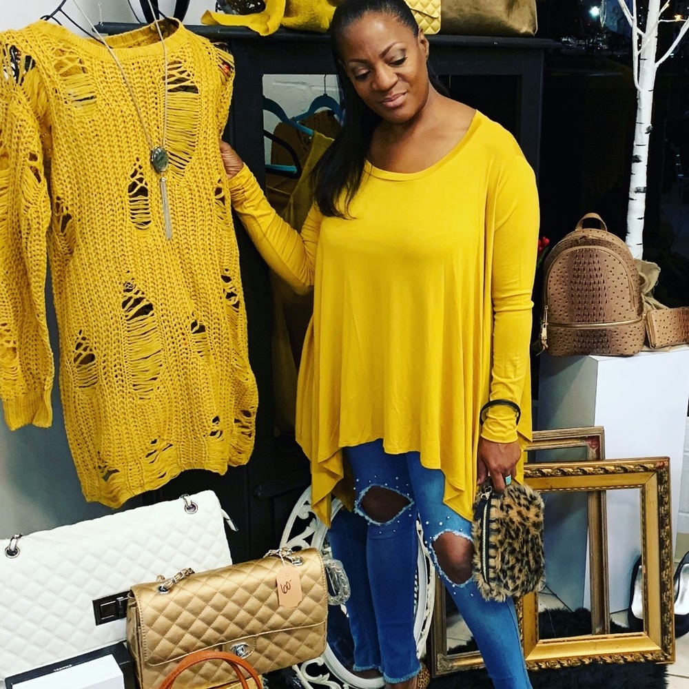 Gold sweater dress